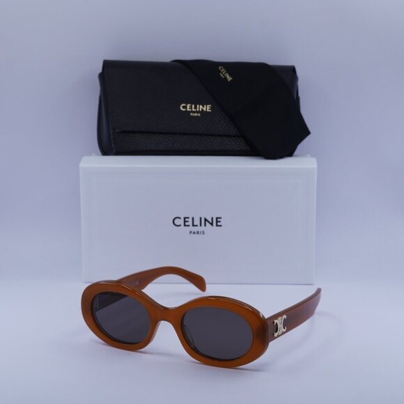 Celine CL40194U 45A Oval Sunglasses - Light Brown/Smoke - Picture 7 of 11